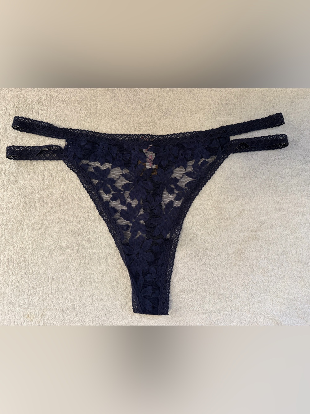 NWT Victoria's Secret PINK Floral Lace Double-Strap Thong Sexy Romantic Boudoir